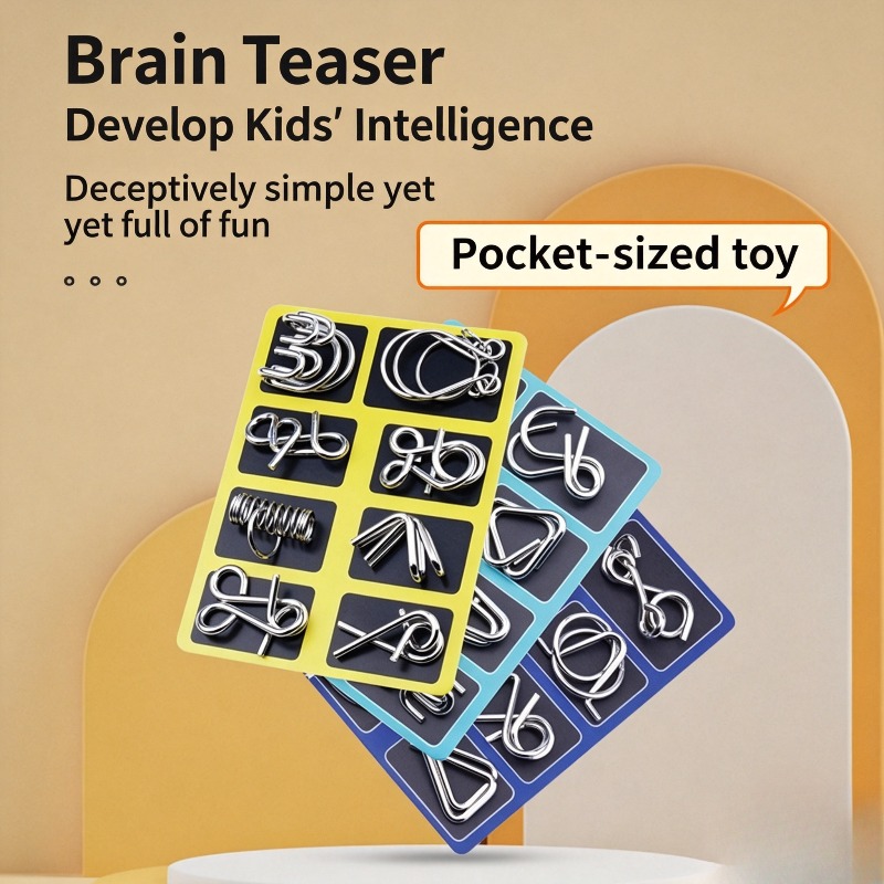 Party Games Board Game - مجموعة ألغاز معدنية من 8 قطع،