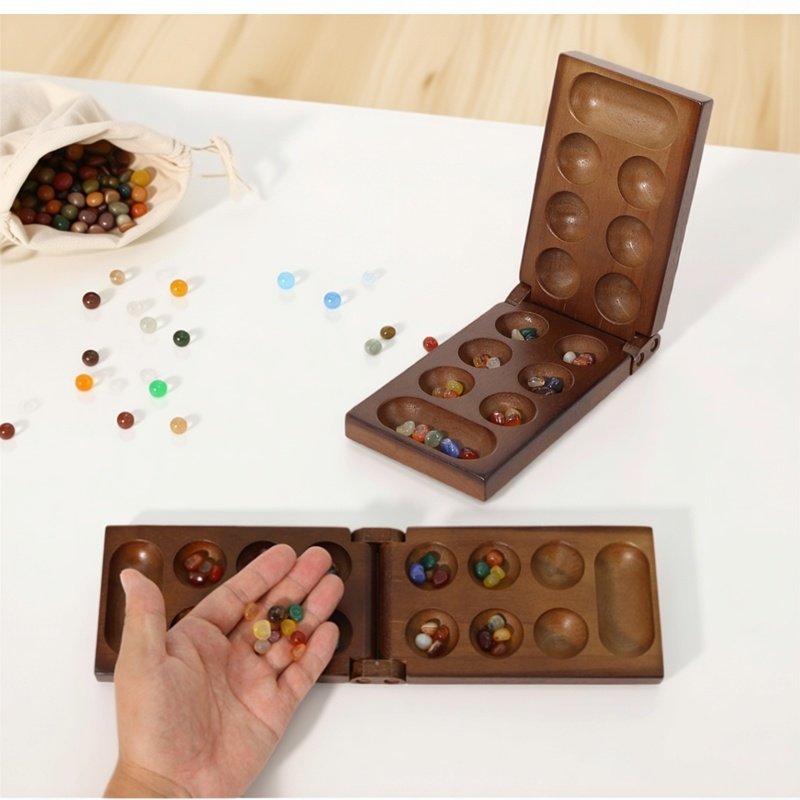 Party Games Board Game - مجموعة شطرنج أفريقي من Mancala القديمة،